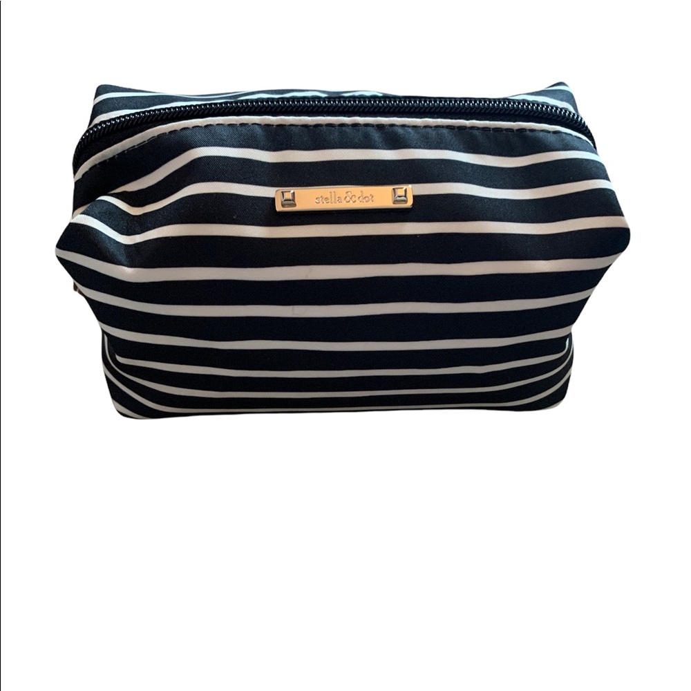 Stella & Dot Black & White Stripe Pouf